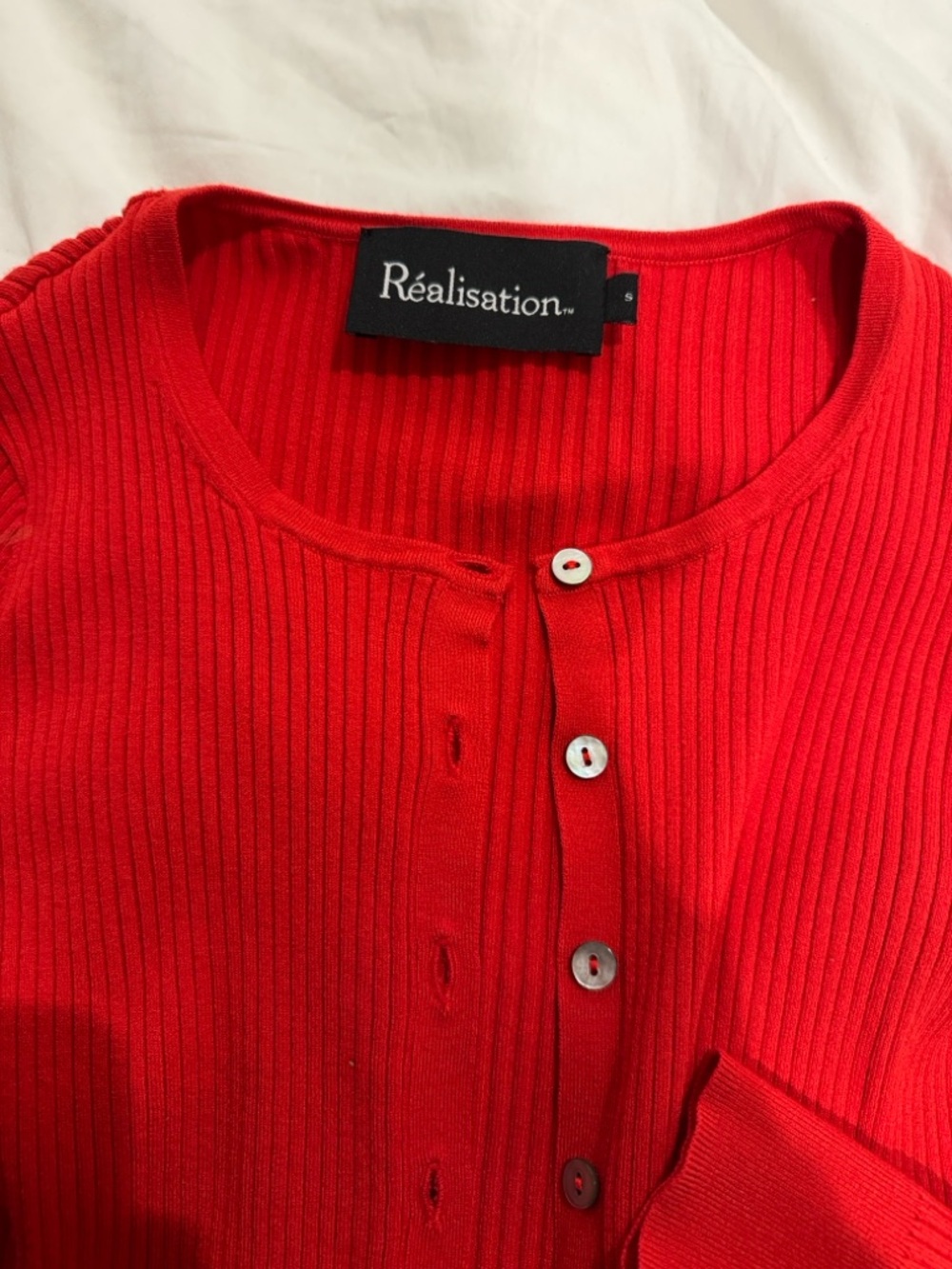 Realisation Par Red Ribbed Button-Front Cardigan - Picture 4 of 4